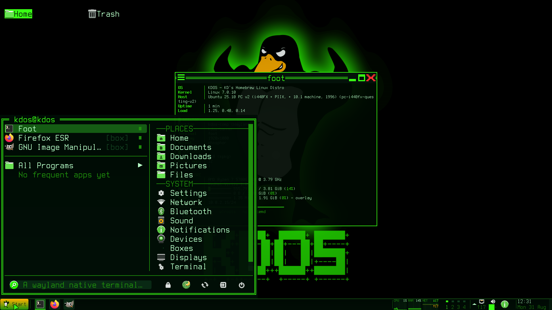 The Start menu